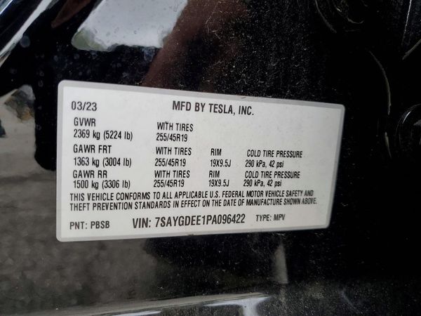2023 TESLA MODEL Y — VINS