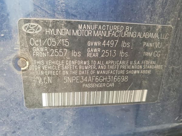 2016 HYUNDAI SONATA