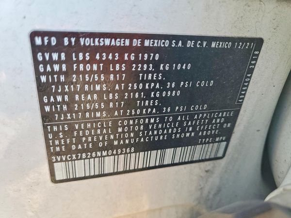 2022 VOLKSWAGEN TAOS