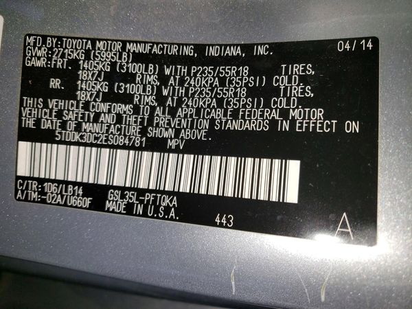 2014 TOYOTA SIENNA