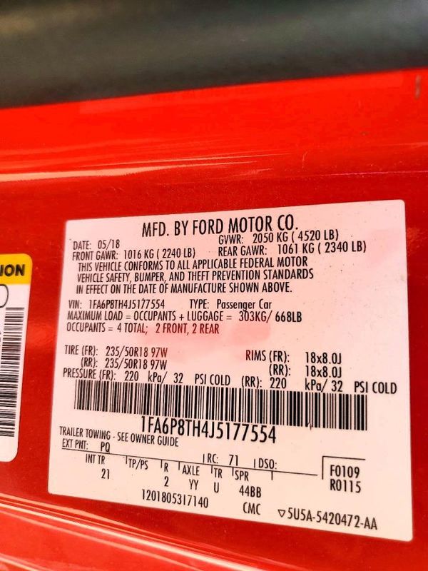 2018 FORD MUSTANG I4 Coupe