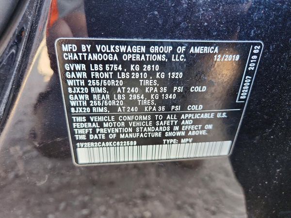 2019 VOLKSWAGEN ATLAS