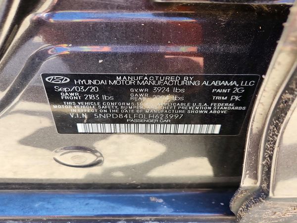 2020 HYUNDAI ELANTRA — VINS