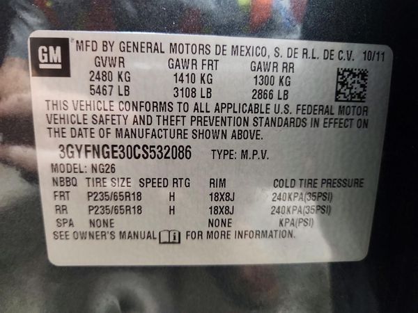 2012 CADILLAC SRX Base