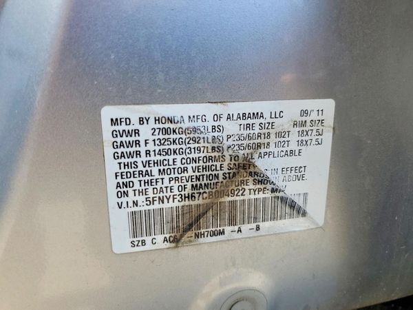 2012 HONDA PILOT EX-L with RES