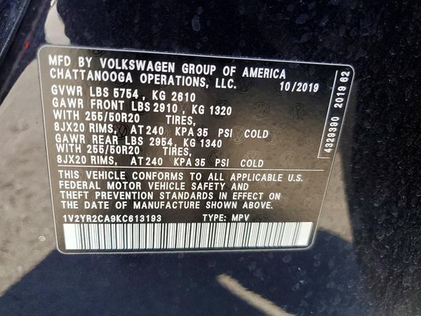 2019 VOLKSWAGEN ATLAS
