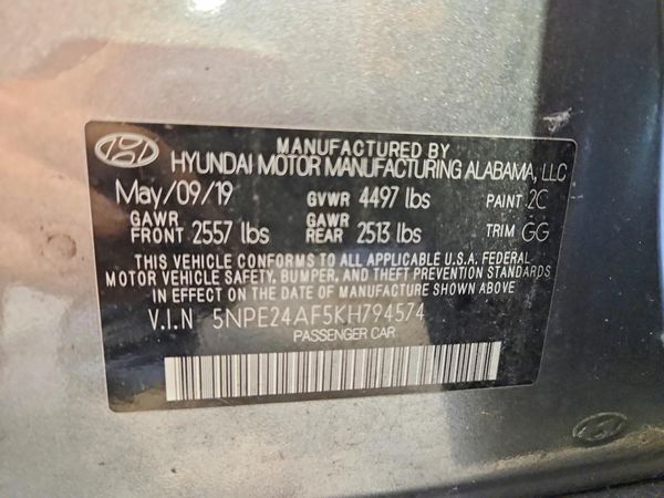 2019 HYUNDAI SONATA Eco Turbo, SE — VINS