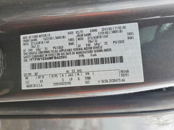 2021 FORD F150