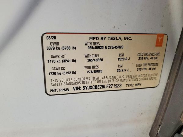 2020 TESLA MODEL X