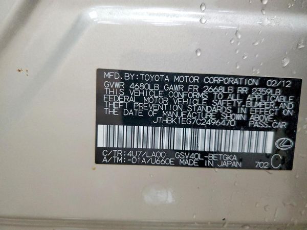 2012 LEXUS ES