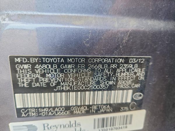 2012 LEXUS ES 350