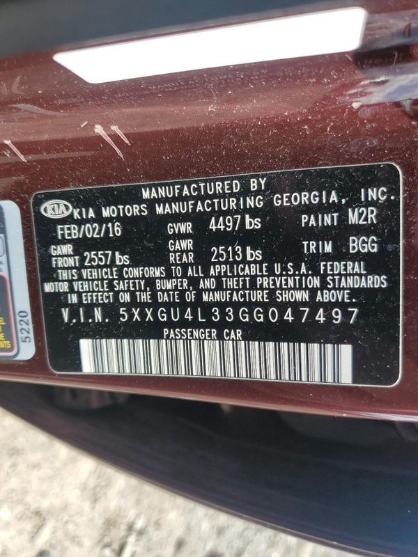 2016 KIA OPTIMA GLS, JSL