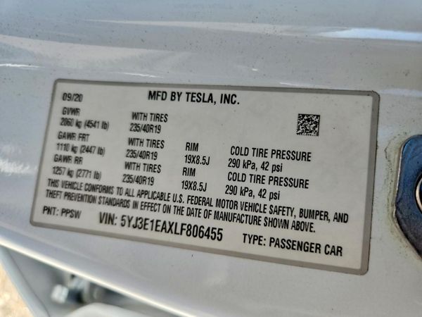 2020 TESLA MODEL 3