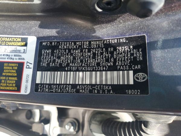 2016 TOYOTA CAMRY