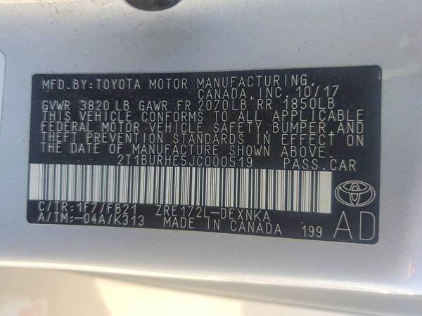 2018 TOYOTA COROLLA L/LE/SE/XLE/XSE