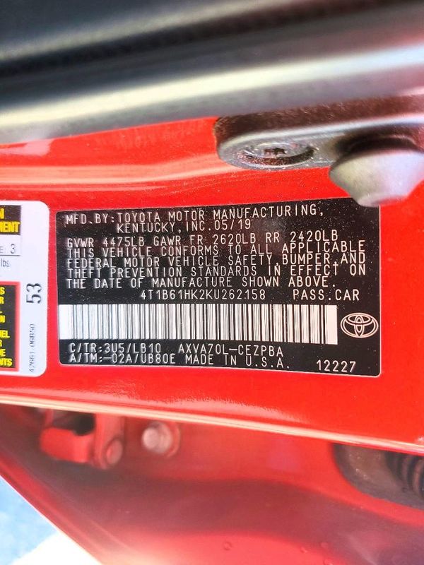 2019 TOYOTA CAMRY XSE