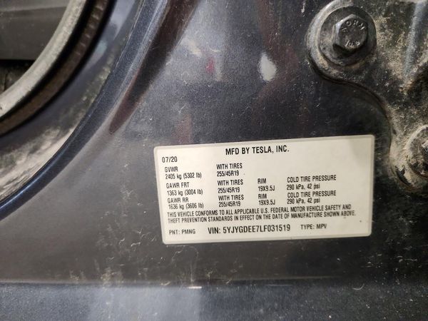 2020 TESLA MODEL Y