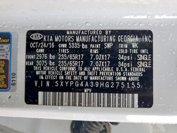 2017 KIA SORENTO L, LX
