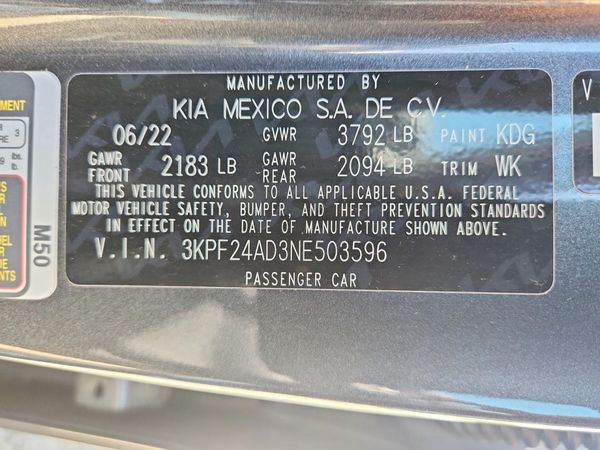 2022 KIA FORTE FE, LXS
