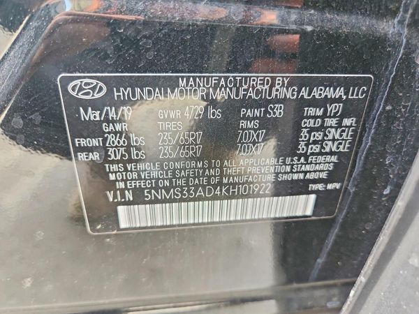 2019 HYUNDAI SANTA FE SEL, SEL Plus