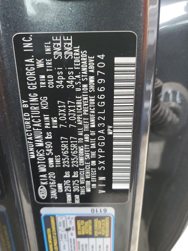 2020 KIA SORENTO L, LX, S