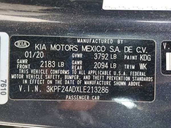 2020 KIA FORTE FE, LXS