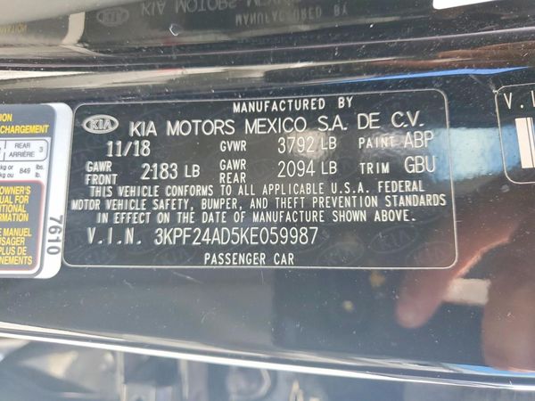 2019 KIA FORTE FE/LX/LXS