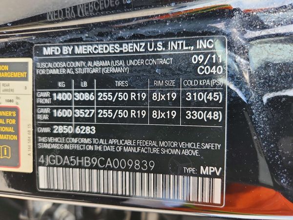 2012 MERCEDES-BENZ ML