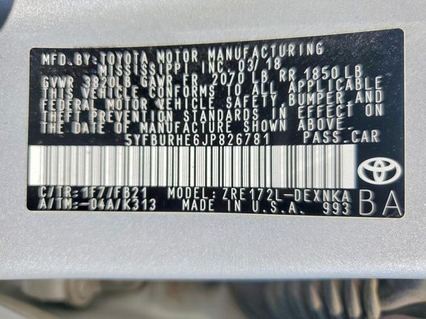2018 TOYOTA COROLLA L/LE/SE/XLE/XSE