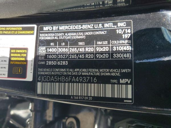 2015 MERCEDES-BENZ ML ML350