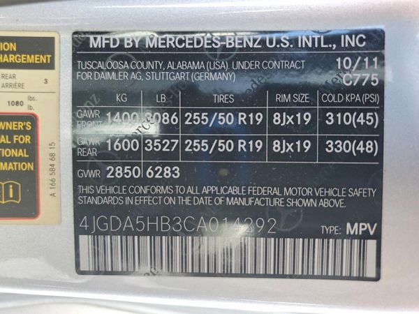 2012 MERCEDES-BENZ ML ML350 4-MATIC