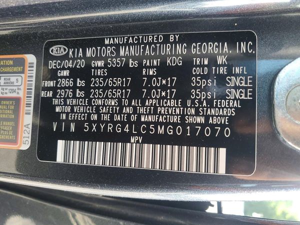 2021 KIA SORENTO