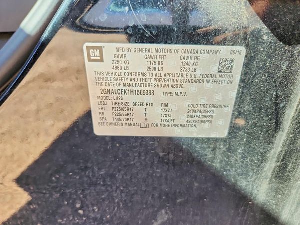 2017 CHEVROLET EQUINOX LT / FL