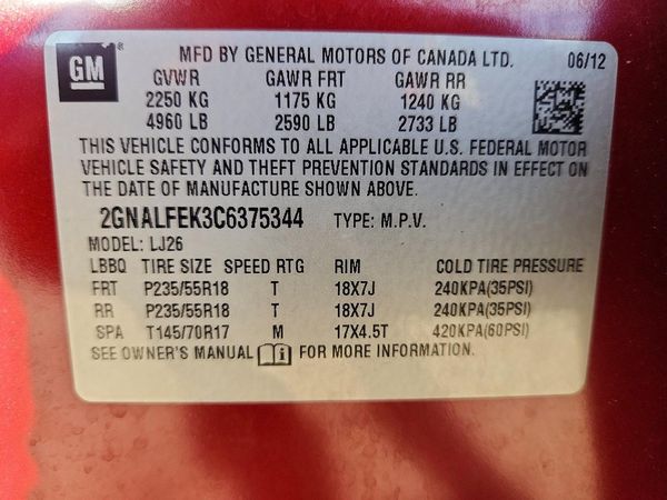2012 CHEVROLET EQUINOX LTZ