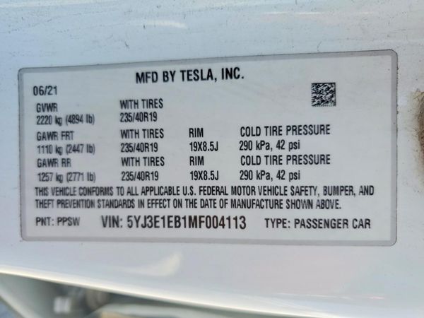 2021 TESLA MODEL 3