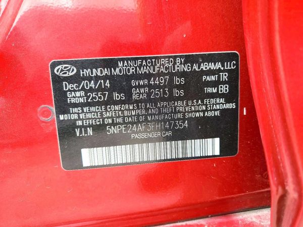 2015 HYUNDAI SONATA SE, ECO — VINS