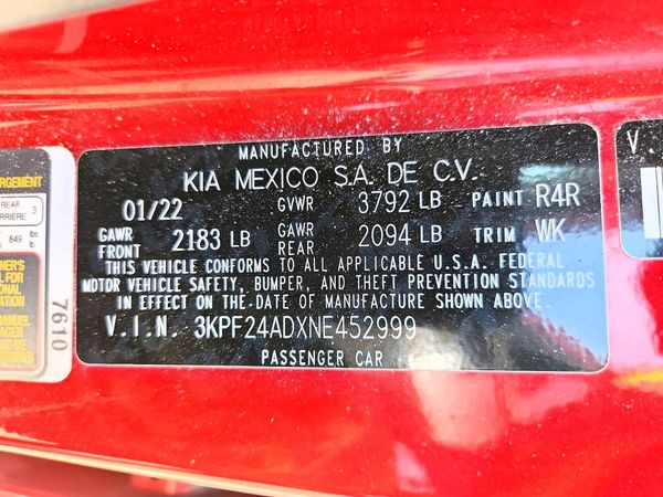 2022 KIA FORTE FE, LXS