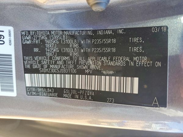 2018 TOYOTA SIENNA