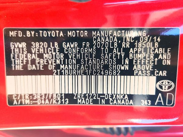 2015 TOYOTA COROLLA