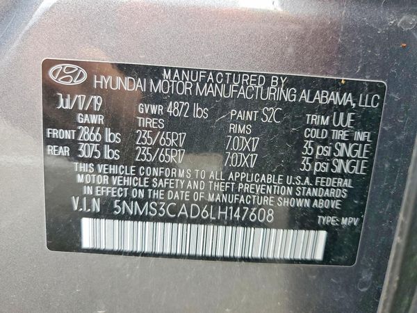 2020 HYUNDAI SANTA FE SEL
