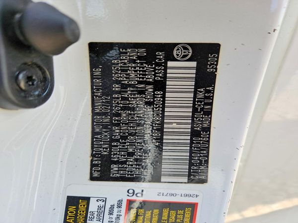 2012 TOYOTA CAMRY — VINS
