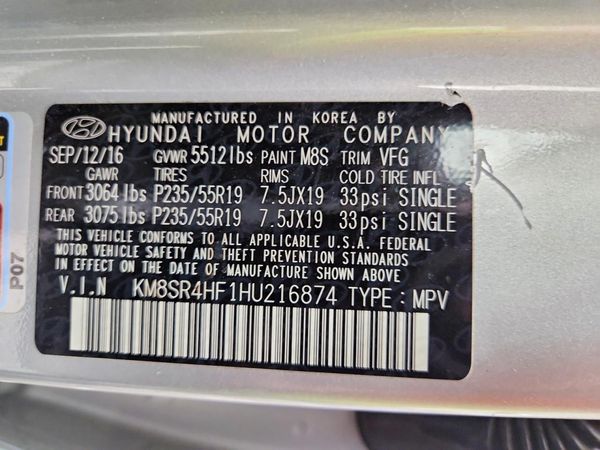 2017 HYUNDAI SANTA FE TOP