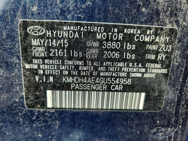 2016 HYUNDAI ELANTRA