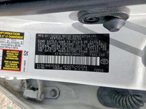 2020 TOYOTA CAMRY