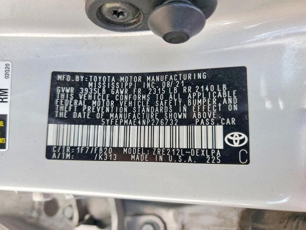 2022 TOYOTA COROLLA LE