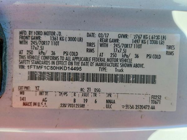 2017 FORD F150 Regular Cab