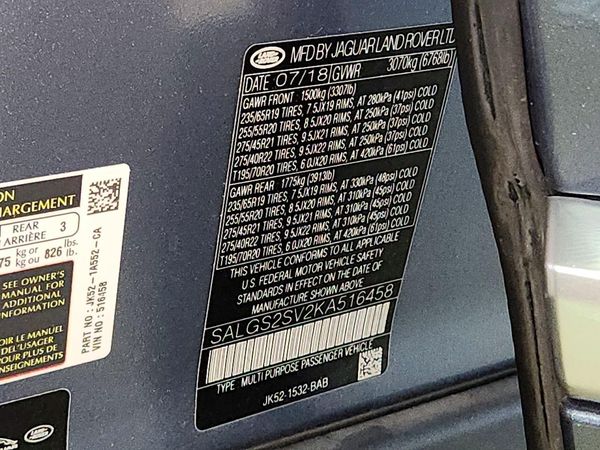 2019 LAND ROVER RANGE ROVER HSE