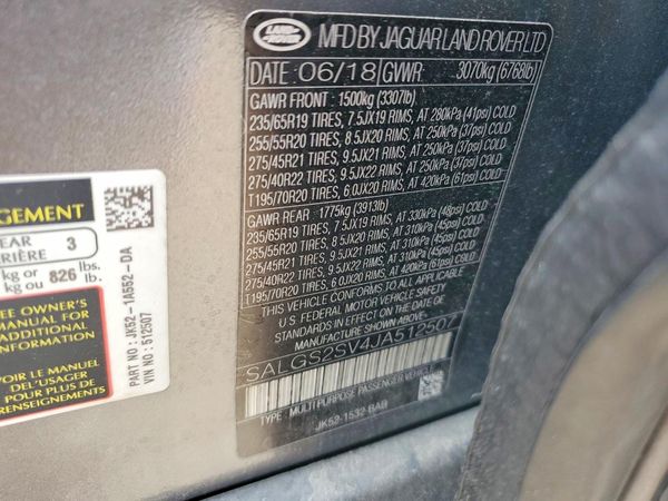 2018 LAND ROVER RANGE ROVER HSE