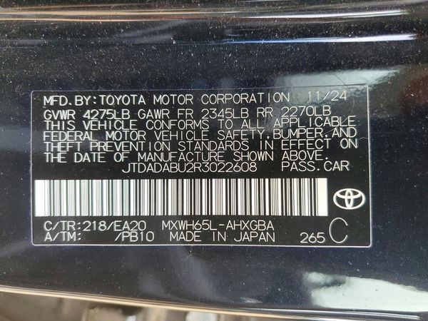 2024 TOYOTA PRIUS — VINS