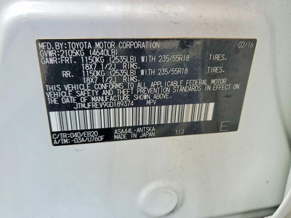 2016 TOYOTA RAV4 SE (S Grade)